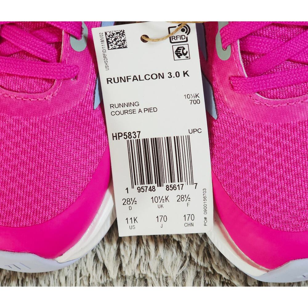 NWOB Adidas Runfalcon 3.0 K Kids Running Shoes Fuchsia Pink Blue - Size 11K - Picture 7 of 8
